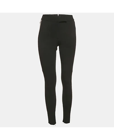 Pre-Owned Tom Ford Women's Black Crepe Leather Trim Trousers