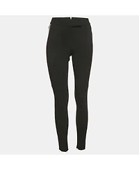 Pre-Owned Tom Ford Women's Black Crepe Leather Trim Trousers