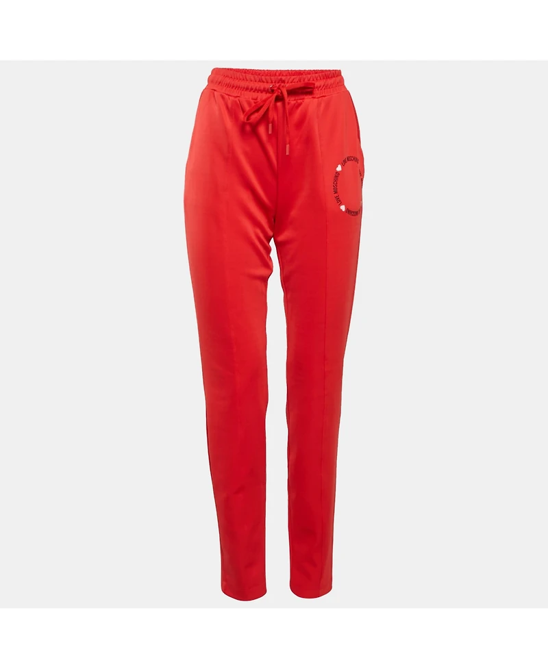 Pre-Owned Love Moschino Women's Red Jersey Track Trouser