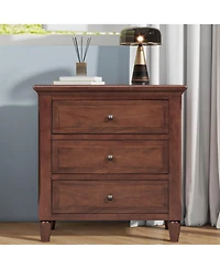 sumyeg 3 Drawer Nightstand Smooth Gliding Rails and Metal Handles
