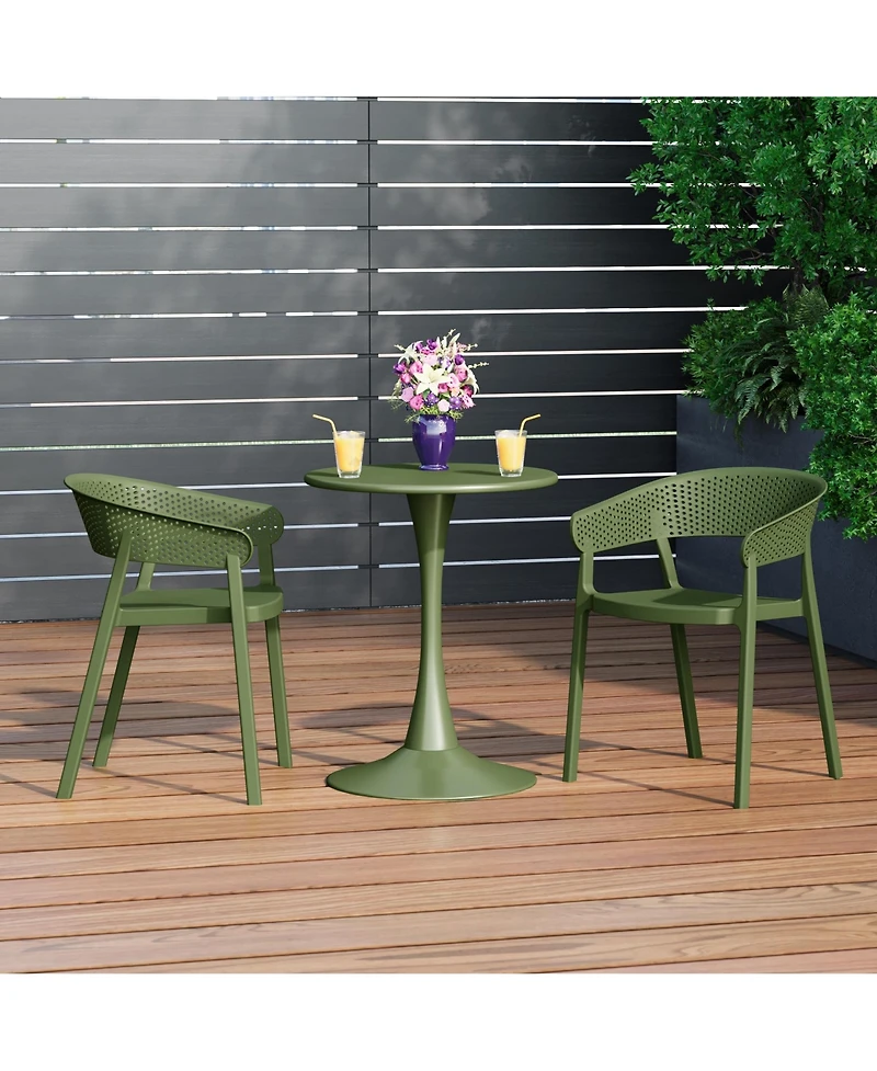 WestinTrends 3-Piece Indoor Outdoor Metal Patio Dining Table Set With Stackable Chairs