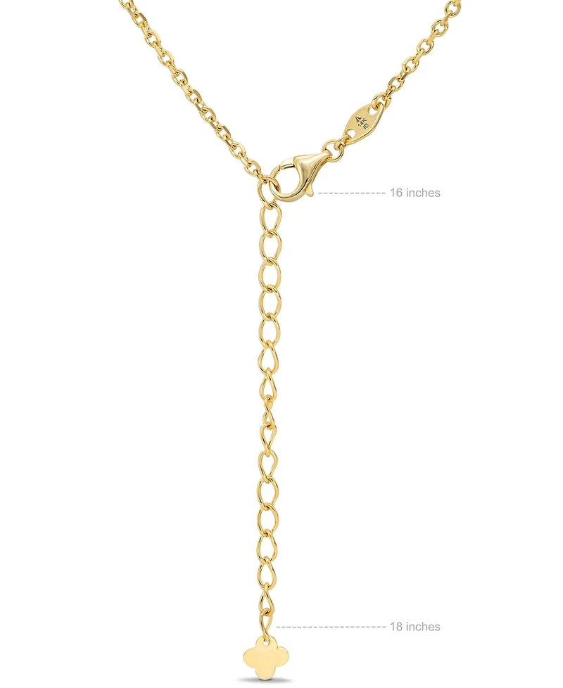 Devata Mother of Pearl Clover Chain Necklace in 14K Gold, 16 in adj to 18 in, approx. 4.3gr