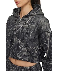 Good For Nothing Women's Woodland Blackout Camo Crop Zip Hoodie