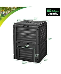Sugift 80-Gallon Outdoor Composter with Large Openable Lid and Bottom Exit Door