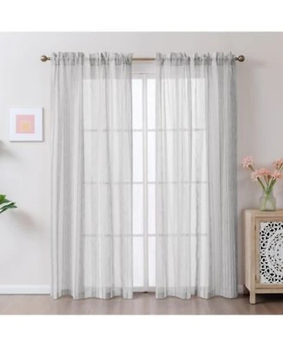 Tufted Stripe Light Filtering Back Tab Curtains Pair 52 X22wx 96 X22l
