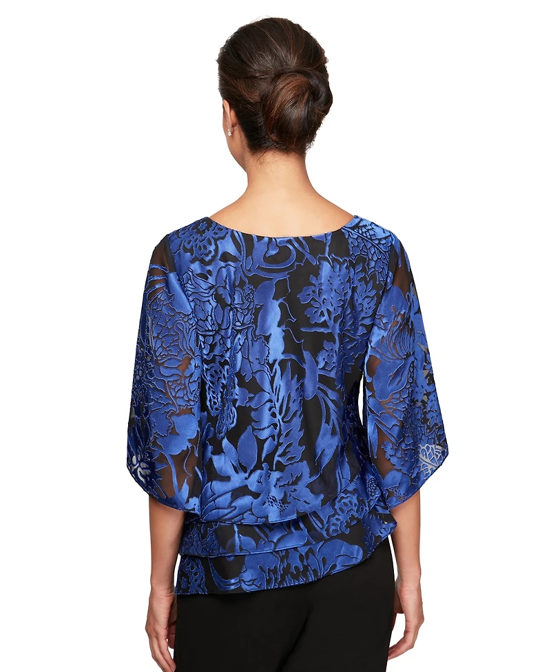Alex Evenings Printed Tiered Blouse