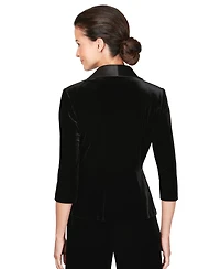 Alex Evenings Women's Satin-Collar Velvet Peplum Top