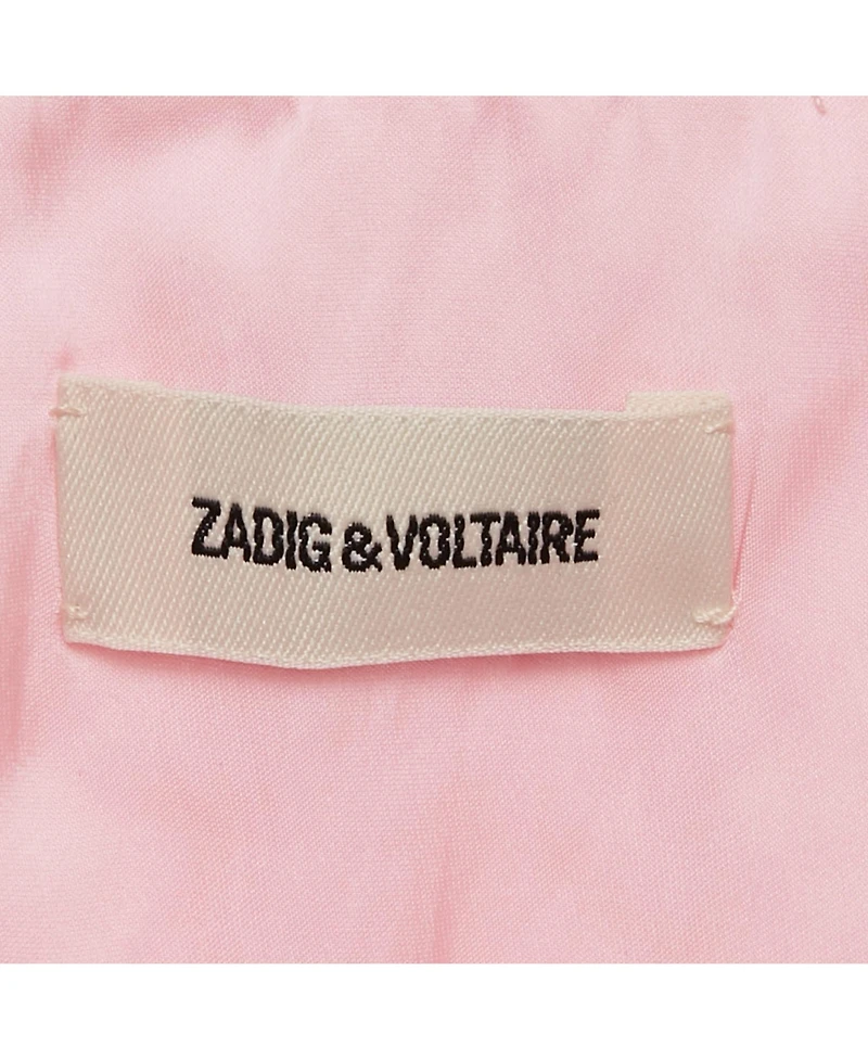 Pre-Owned Zadig & Voltaire Women's Pink Satin Belted Raos Midi Dress