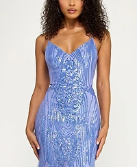 B Darlin Juniors' Sequin Detail V-Neck Dress