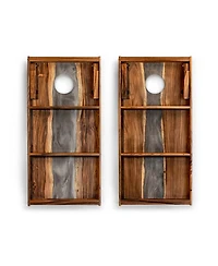 The River Epoxy Resin With Live Edge Acacia Pathfinder Art Cornhole Boards