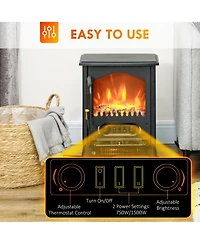 Homcom Electric Fireplace Heater with Realistic Led Flames