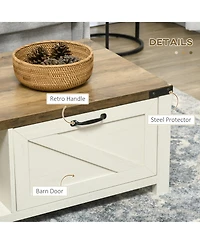 Homcom Farmhouse Coffee Table with Storage and Drawer, White