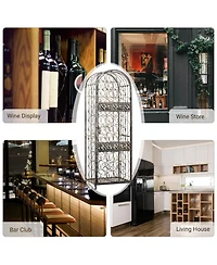Homcom 45 Bottle Large Metal Floor Freestanding Locking Wine Rack Jail Renaissance Cage
