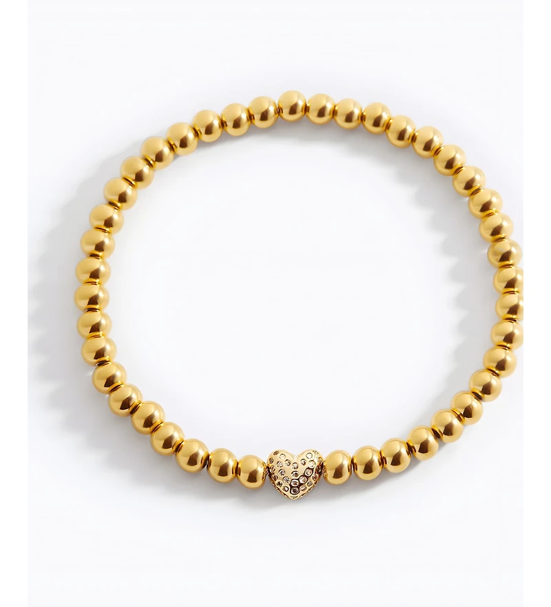 Mint & Lily Pave Heart Gold Beaded Bracelet