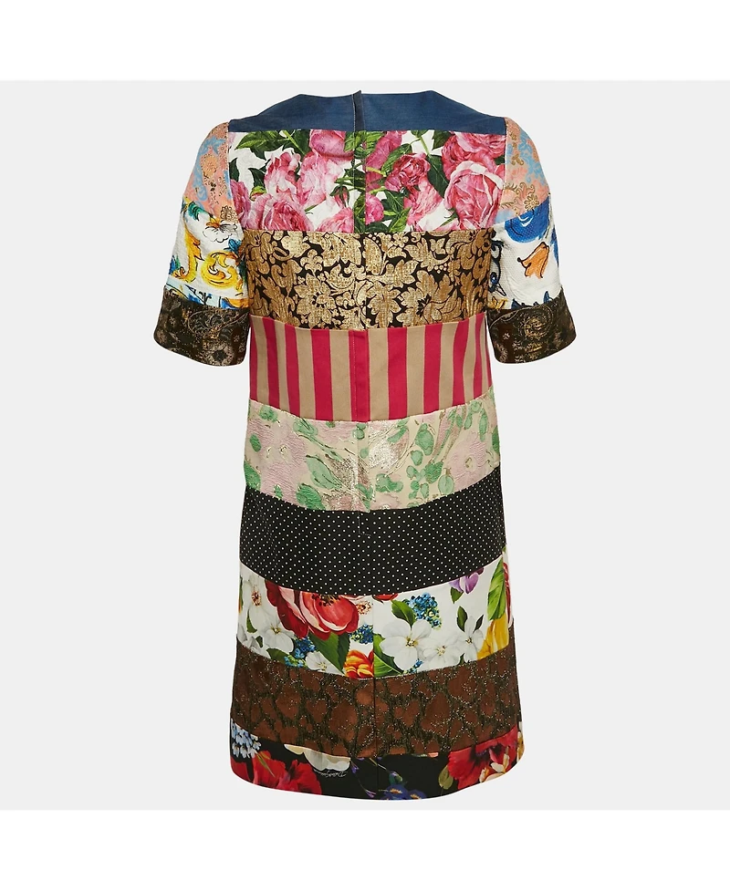 Pre-Owned Dolce & Gabbana Women's Multicolor Jacquard Panelled Mini Dress