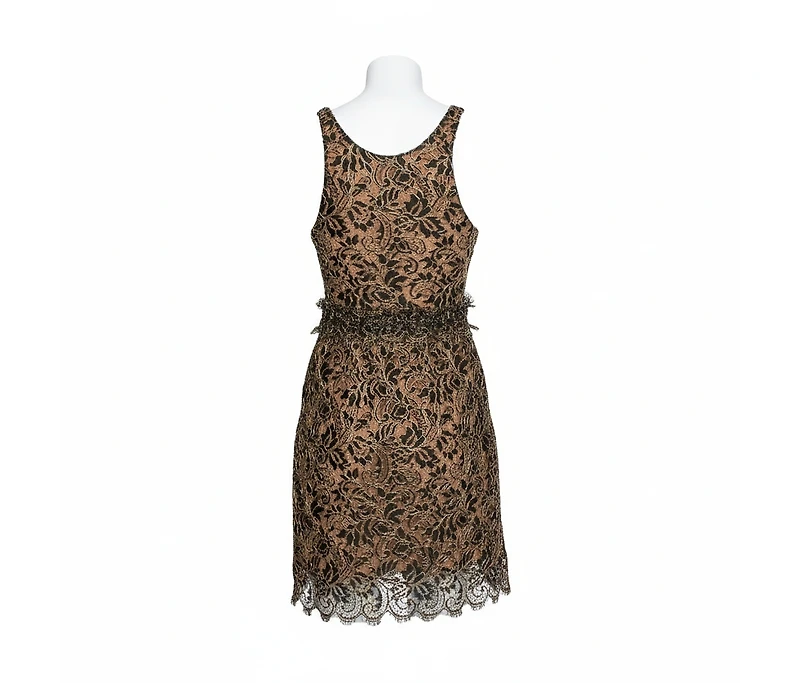 Pre-Owned Balenciaga Black & Gold Lace Sleeveless Mini Dress