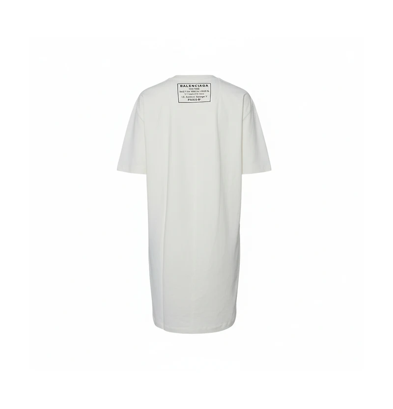 Pre-Owned Balenciaga Off White Cotton Knit Oversized T-Shirt Dress