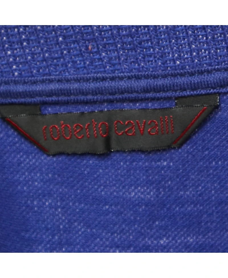 Pre-Owned Roberto Cavalli Men's Purple Logo Embroidered Cotton Polo T-Shirt