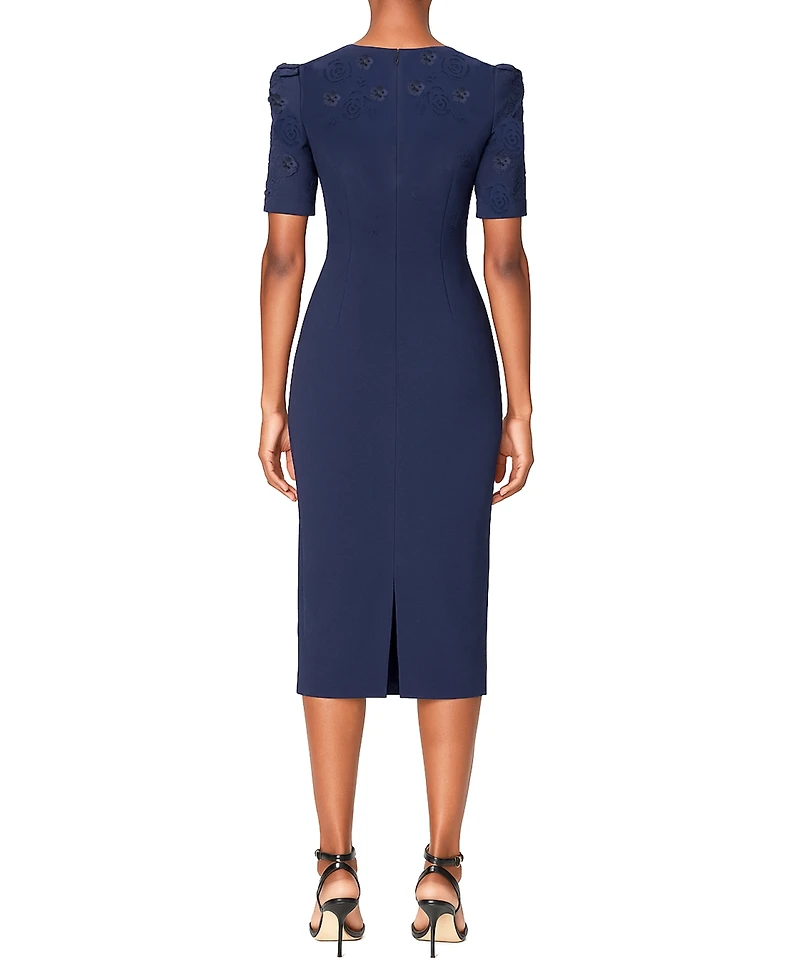 White Tie by Shani Women's Laser Cut Floral Applique Midi Dress