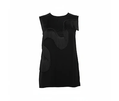 Pre-Owned Stella Mccartney Women's Crepe Fringe Detail Sleeveless Top