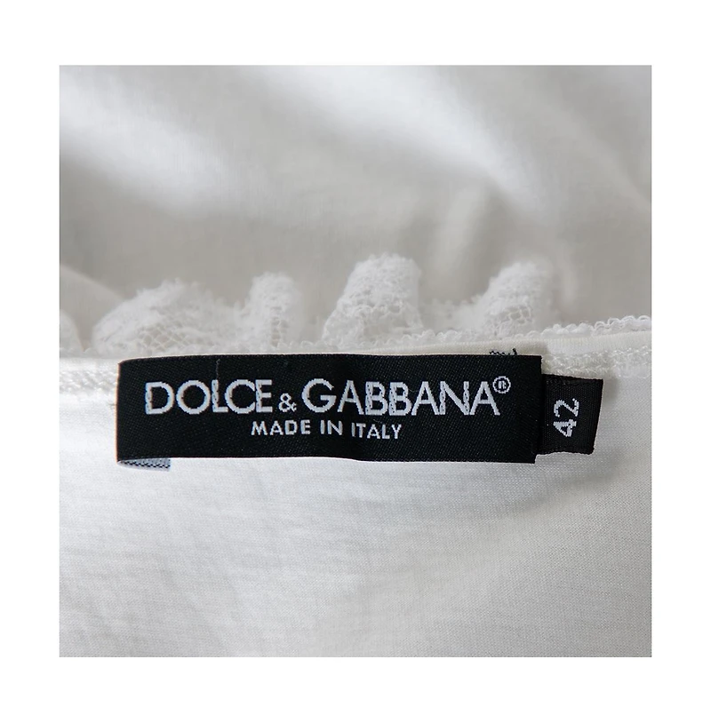 Pre-Owned Dolce & Gabbana Women's Pre-Owned Dolce and Gabbana Knit Lace Trim Tie Detail Top