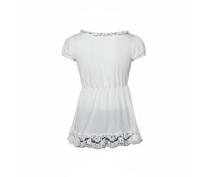 Pre-Owned Dolce & Gabbana Women's Pre-Owned Dolce and Gabbana Knit Lace Trim Tie Detail Top