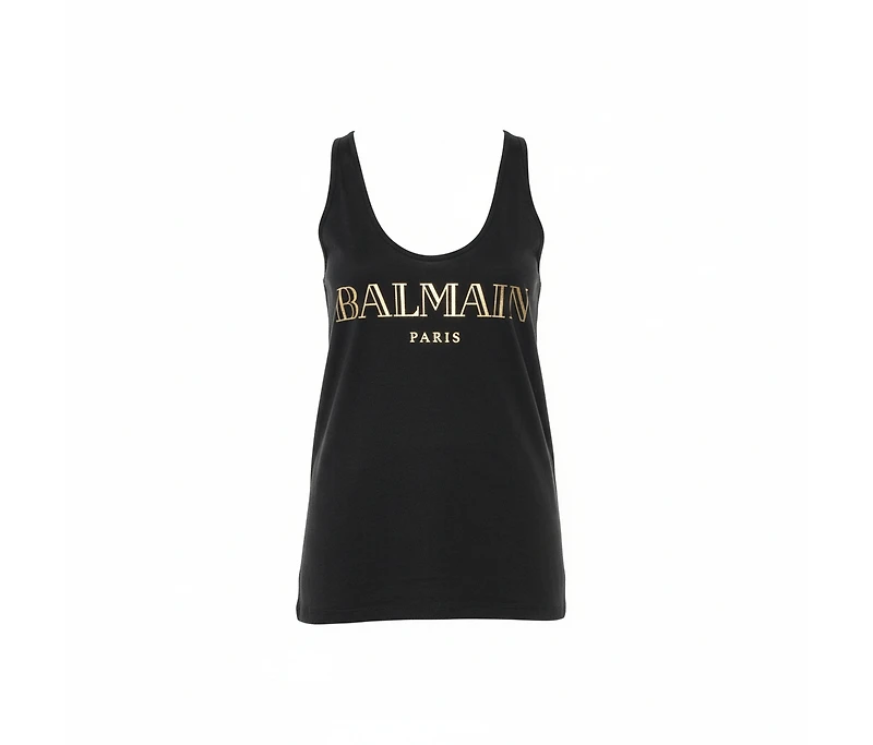 Pre-Owned Balmain Women's Cotton Logo Printed Tank Top