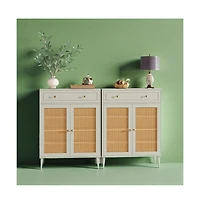 Slickblue Entryway Shoe Cabinet with Pull Down Doors and Top Shelf