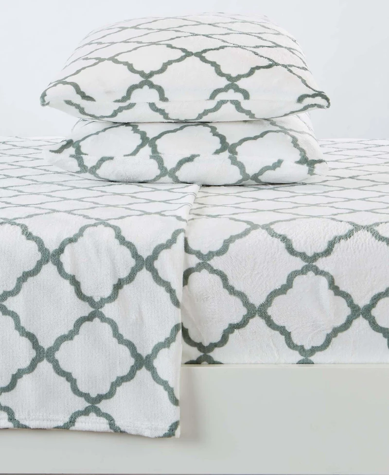 Linery & Co. Ultra-Soft Printed Velvet Plush Sheet Set