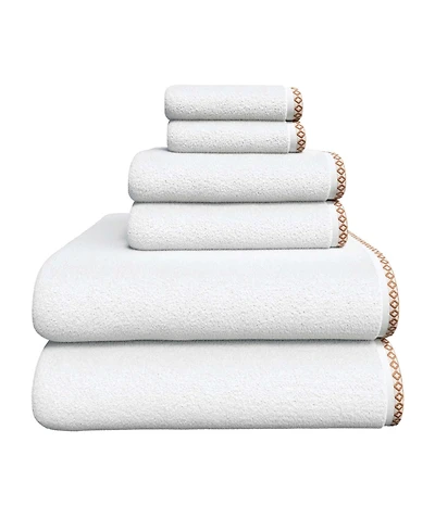Linery & Co Quick-Dry Cotton Decorative Border 6 Piece Towel Set