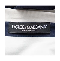Pre-Owned Dolce & Gabbana Women's Striped Cotton Patch Detail Crewneck T-Shirt