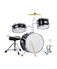 Sugift Kids Drum Set 3-Piece 14" Beginner Kit with Throne Pedal Sticks Black