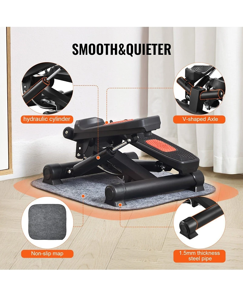 Mecale Mini Stair Stepper, Hydraulic Twist Stepper with Resistance Bands and Lcd Monitor for Home Exercise