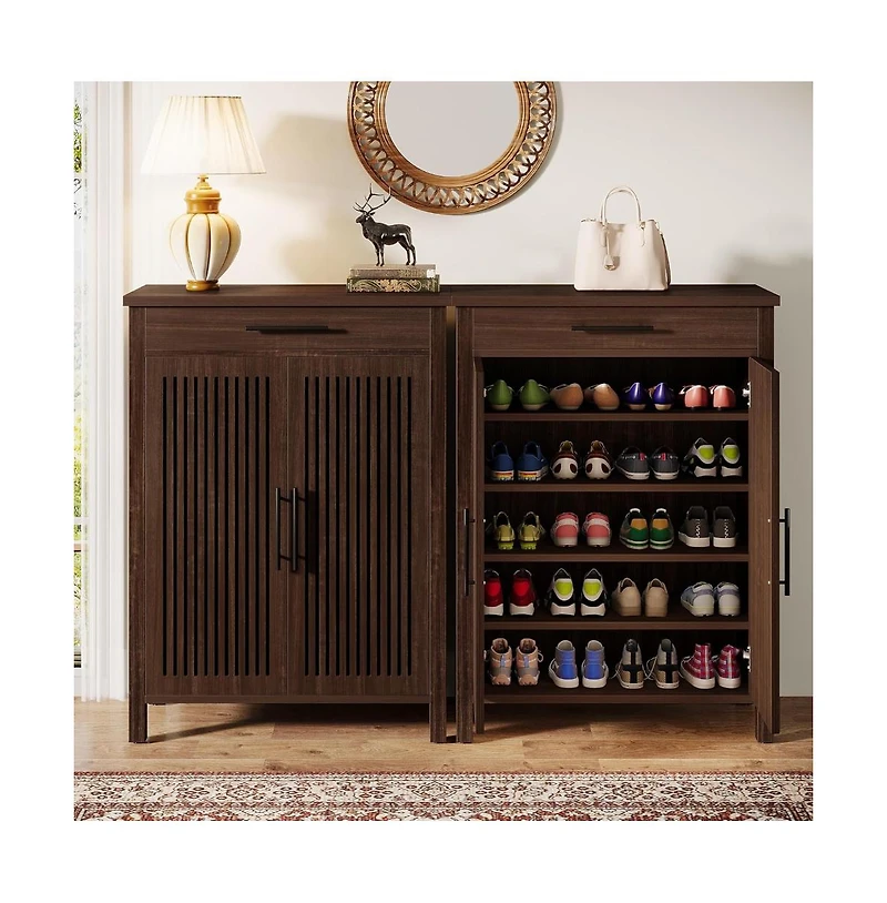 Slickblue Shoe Storage Cabinet with Doors and Top Drawer