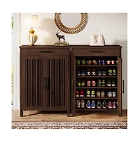 Slickblue Shoe Storage Cabinet with Doors and Top Drawer