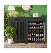 Slim Shoe Rack with Doors for Small Entryways