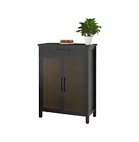 Slim Shoe Rack with Doors for Small Entryways
