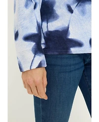 Olsen Women's Abstract Floral Zip Cardigan