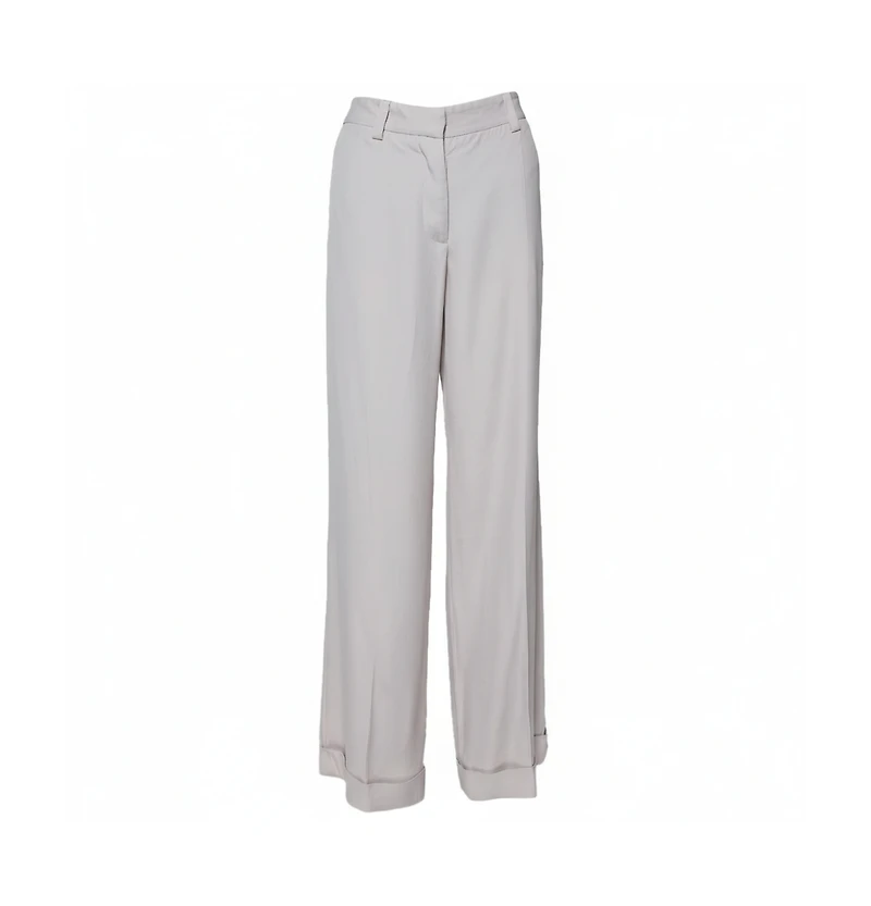 Pre-Owned Stella Mccartney Women's Ecru Silk Blend Wide Leg Trousers