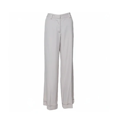 Pre-Owned Stella Mccartney Women's Ecru Silk Blend Wide Leg Trousers