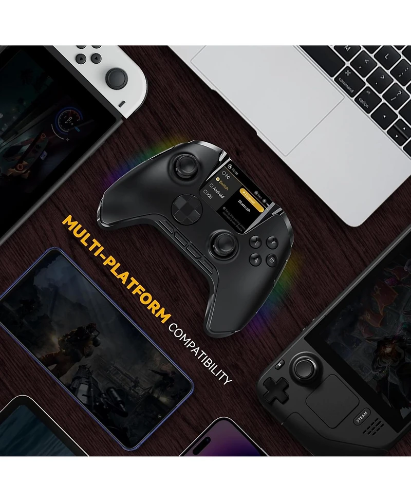 Manba One Wireless Gaming Controller with Interactive Screen for Switch, Switch 2, Pc, Android and iOS Charging Dock