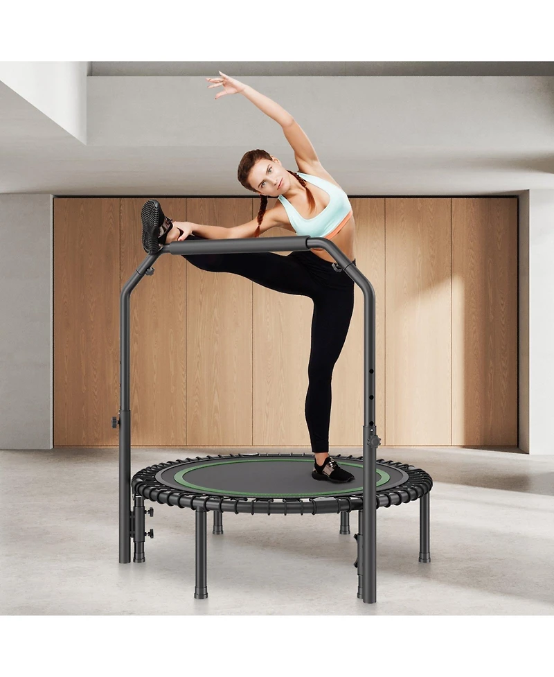 Sugift Foldable Mini Trampoline 40" Fitness Rebounder with Adjustable Handle