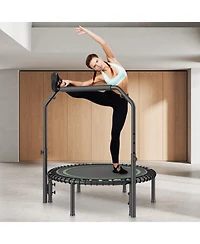 Sugift Foldable Mini Trampoline 40" Fitness Rebounder with Adjustable Handle