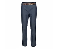 Pre-Owned Roberto Cavalli Women's Stretch Cotton Leopard Print Trim Pants