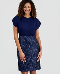 Kasper Women's Mixed-Media Jacquard Sheath Dress