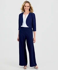 Kasper Women's Wave Knit 3/4-Sleeve Shrug