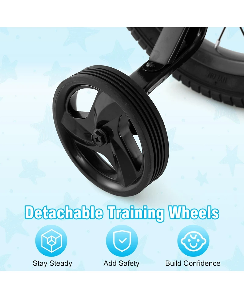 Hongge Kids Training Bike with Adjustable Height Dual Brakes Basket and Training Wheels