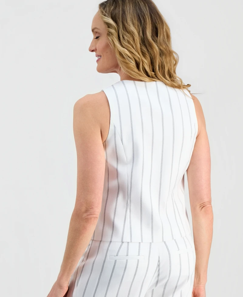 Kasper Women's Pinstripe Five-Button Sleeveless Vest