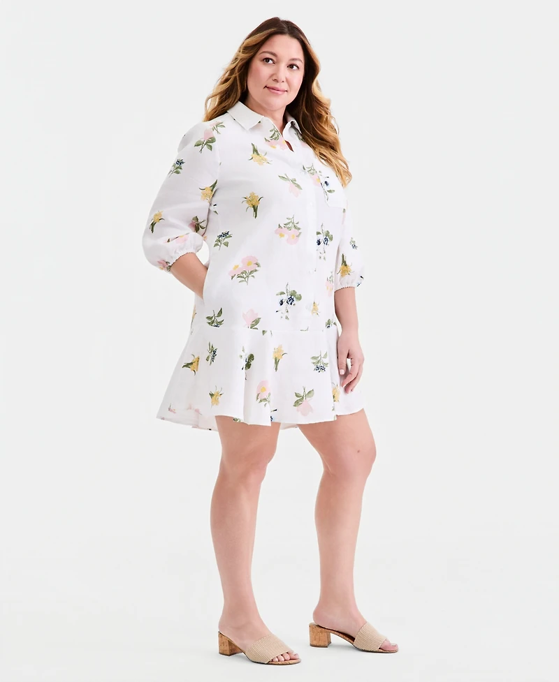 Charter Club Plus Collared Flounce Dress, Macy's Exclusive