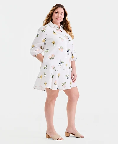 Charter Club Plus Collared Flounce Dress, Macy's Exclusive